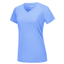 Cargar imagen en el visor de la galería, Camiseta de refrigeración instantánea para mujer con cuello de pico
-Azul claro - Ozerty