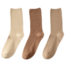 Load image into Gallery viewer, 3 Pairs Women&#39;s Ribbed Cotton Socks
