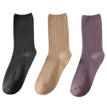 Load image into Gallery viewer, 3 Pairs Women&#39;s Ribbed Cotton Socks
