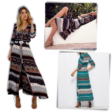 Load image into Gallery viewer, Vestido bohemio con cuello de pico

 - Ozerty
