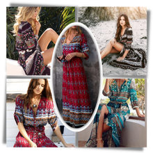 Load image into Gallery viewer, Vestido bohemio con cuello de pico

 - Ozerty
