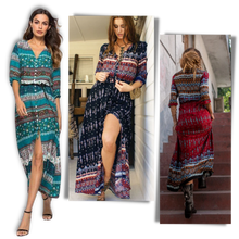 Load image into Gallery viewer, Vestido bohemio con cuello de pico

 - Ozerty
