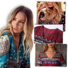 Load image into Gallery viewer, Vestido bohemio con cuello de pico

 - Ozerty
