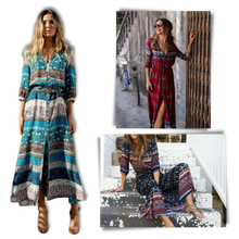 Load image into Gallery viewer, Vestido bohemio con cuello de pico

 - Ozerty
