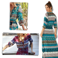 Load image into Gallery viewer, Vestido bohemio con cuello de pico

 - Ozerty
