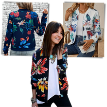 Cargar imagen en el visor de la galería, Chaqueta bomber con motivos florales y manga larga

 - Ozerty
