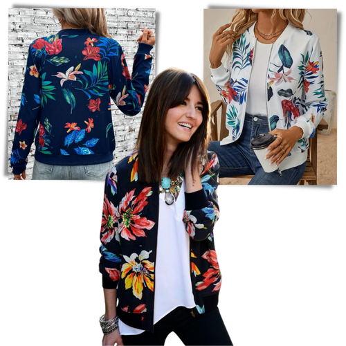 Chaqueta bomber con motivos florales y manga larga

 - Ozerty