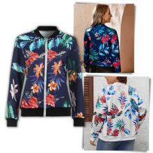 Load image into Gallery viewer, Chaqueta bomber con motivos florales y manga larga

 - Ozerty
