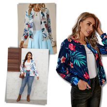 Cargar imagen en el visor de la galería, Chaqueta bomber con motivos florales y manga larga

 - Ozerty
