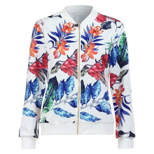 Load image into Gallery viewer, Chaqueta bomber con motivos florales y manga larga

 -Blanco/SBlanco/MBlanco/LBlanco/XLBlanco/XXLBlanco/3XLBlanco/4XLBlanco/5XL - Ozerty
