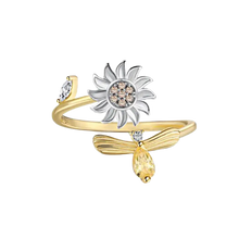 Load image into Gallery viewer, Anillo giratorio con forma de girasol
 -Oro - Ozerty
