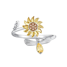 Load image into Gallery viewer, Anillo giratorio con forma de girasol
 -Plata - Ozerty
