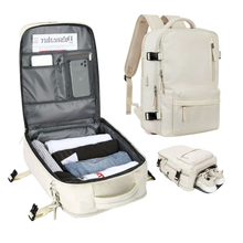 Load image into Gallery viewer, Mochila de viaje impermeable con carga USB

 -Beige - Ozerty
