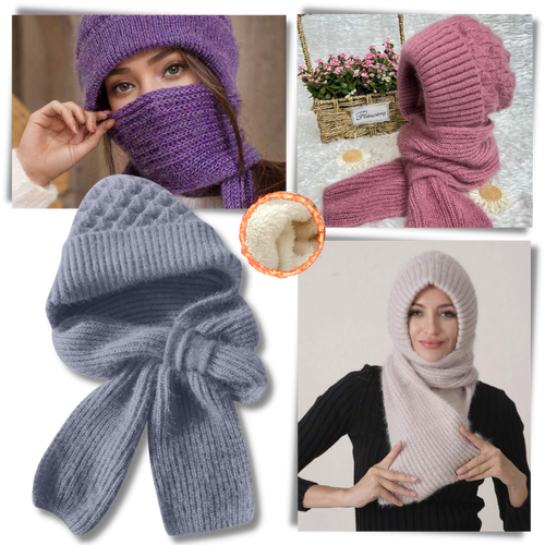 Gorro y bufanda de punto 2 en 1, con protección auditiva y material cortaviento

 - Ozerty