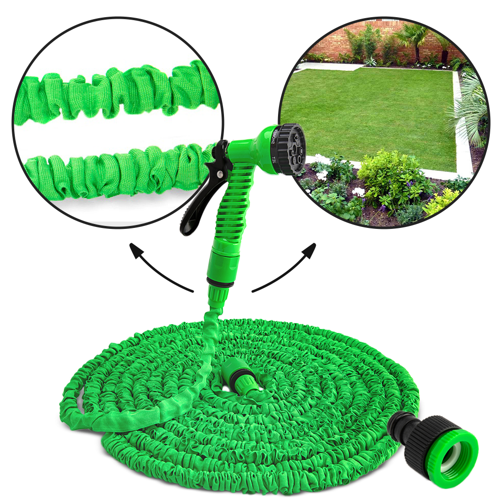 Manguera extensible súper larga de 75 pies, manguera de agua expandible  verde flexible para jardín, con pistola rociadora (verde, 75 pies)